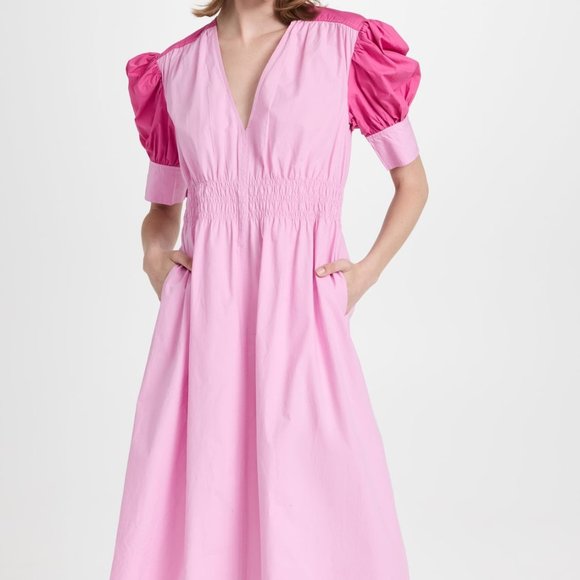 Ganni Block Cotton Poplin Dress - Picture 1 of 6